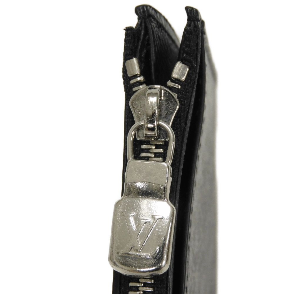 Used 12564 Coin Card Holder M62914 7943 LV Logo Black Card Case Compact Wallet Taiga Noir Men's from Japan AUTHENTIC