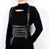 Women's Punk Rock Body Harness Belt with Chain - Adjustable Faux Leather Waist Cinch for Gothic Outfit
