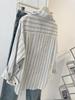 Plus Size French Striped Shirt Jacket – Trendy Light Luxury Hong Kong Style, Long Sleeve, Loose Casual Fit
