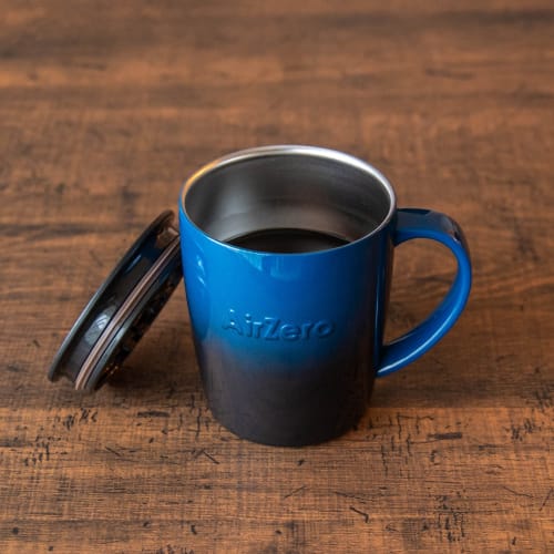GoodPlus+ Vacuum Insulated Stainless Steel Mug "Air Zero" 300ml, Gradient Blue [Keeps hot and cold drinks hot/cold] [With a secure sliding lid] [Keeps