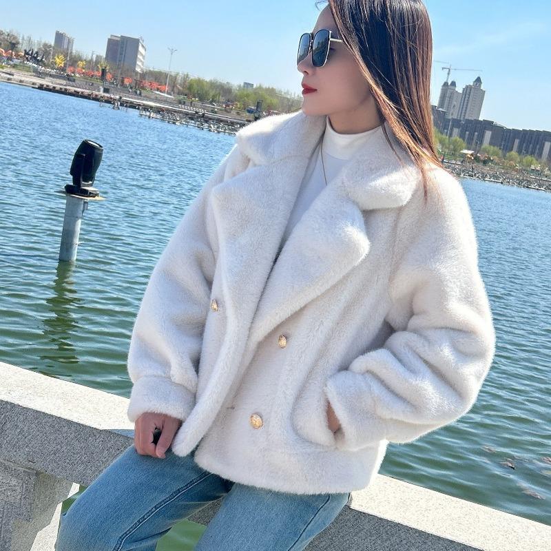 New Imitation Mink Fleece Fur Jacket Autumn and Winter Thickened Fur Integrated European Mink Fleece Short Lapel Jacket