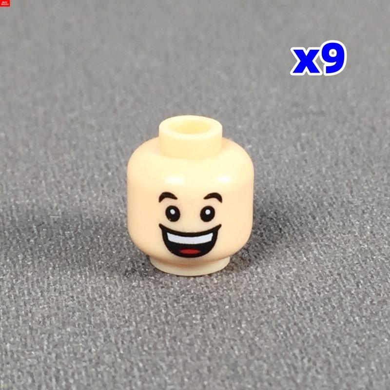 9pcsMOC Blocks 8034 8046 Traditional smile laugh expression 4cm Figure Face Printed Head Assembled Construction Bricks Children Playthings