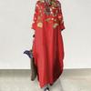 Women Long Dress Round Neck 45720 Sleeves Loose Floral Print Fashion Outfits