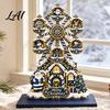 Holiday Home Wheel Desktop Christmas Ferris Interior Accents Ornament, 2D Wooden Gingerbread House Decorative
