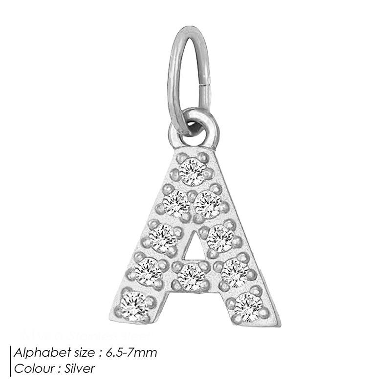 Europäischer & Amerikanischer Vollpavé Diamant Edelstahl Buchstabenanhänger mit DIY Zirkon Halskette & Armband Optionen