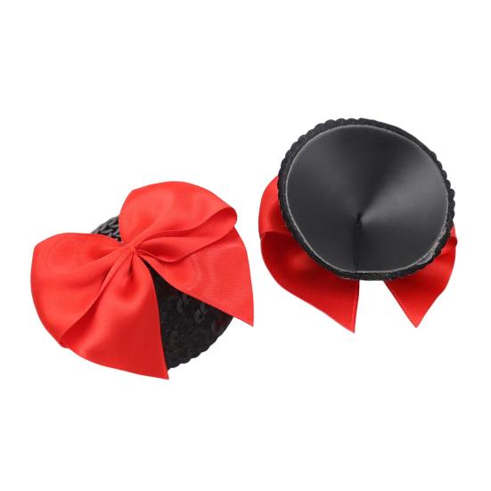 1 Pair Chest Patches Anti-exposure Bow And Sequin Decor Nipple Covers Reusable Lightweight Nipple Stickers