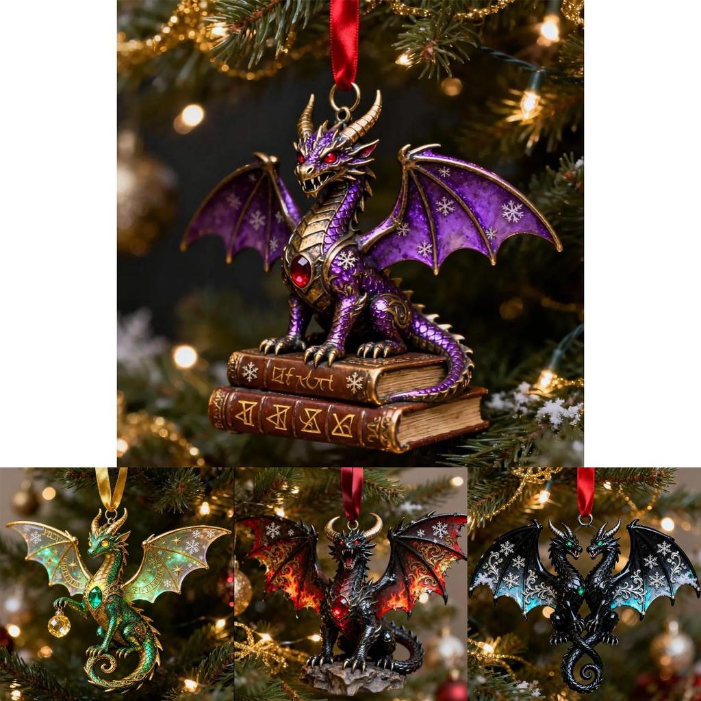 Dekorace do auta Akrylová série Drak Ozdoba na vánoční stromek v kresleném stylu pro sváteční dárek