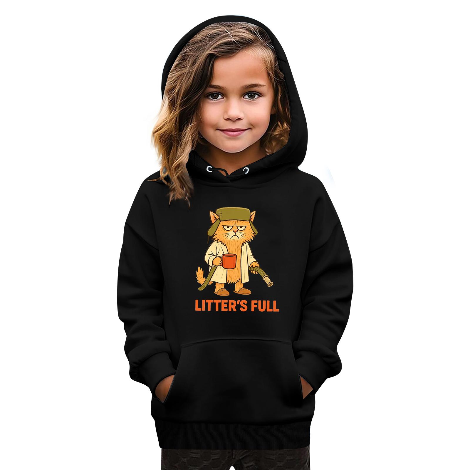 

Толстовки для девочек-подростков, толстовки с длинным рукавом, пуловер с завязками, симпатичная толстовка большого размера 160 чёрный