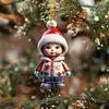 Ornament Cartoon Snowman Santa Claus Pendant 2D Acrylic Xmas Tree