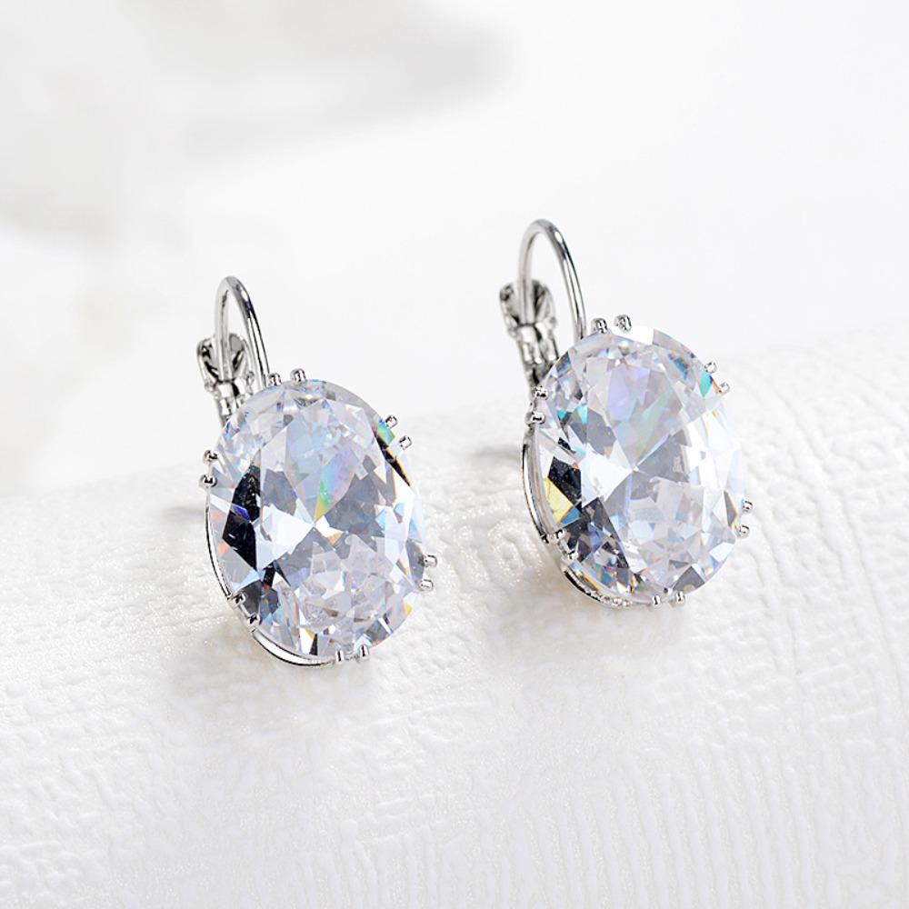 Multicolor Gemstone Inlaid Sapphire Ear Clips Earrings Ear Jewelry for Women Fashion Accessories белый
