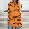 Women's Long Sleeve Halloween Print Tunic T-Shirt Round Neck Casual Top