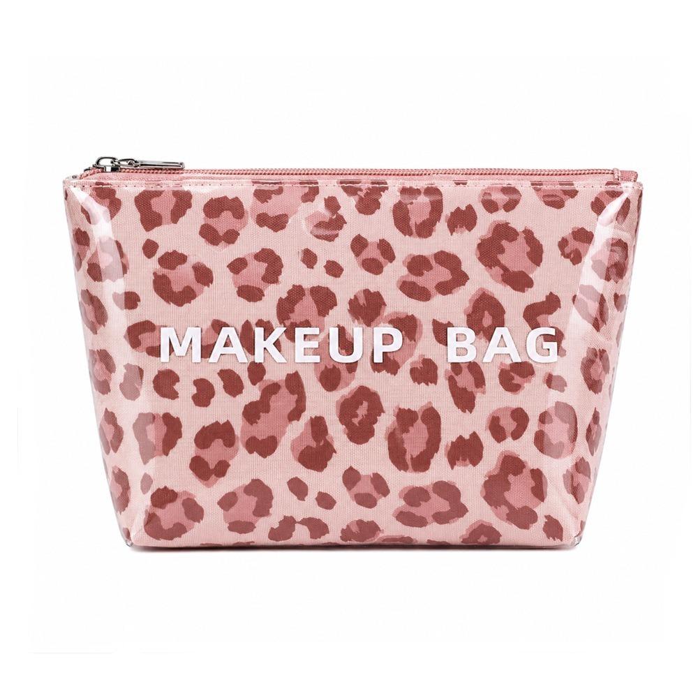 Large Capacity Striped Makeup Bag Lightweight Toiletry Storage Bag Makeup Organizer розовый