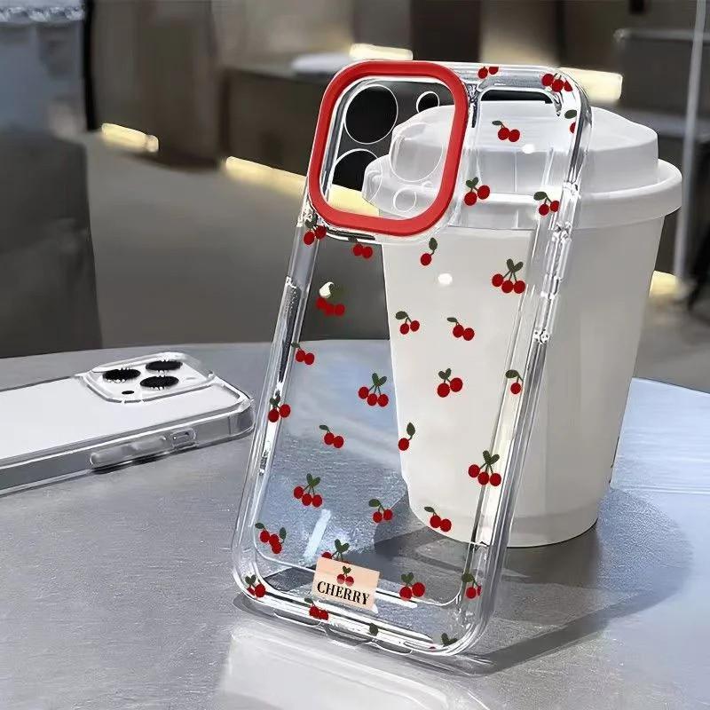 Süßes Cartoon-Kirschmuster Klare Handyhülle Für Xiaomi Redmi 13C 14C 12 Redmi Note 14 13 12 11 Pro Plus 5G 12S 11S Weiche Hülle