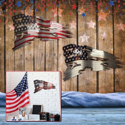 Unabhängigkeitstag Soldat USA Flagge Metall Schmiedeeisen Ausschnitt Wanddekoration Metallkunst Vatertag Geschenk Türrahmen Girlande