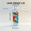 1PC Rainbow Smoke Wolf Animal Art Print 750ml Color Plastic Sports Water Bottle Leakproof Flip Straw Lid Suitable for Sports Office Home Use