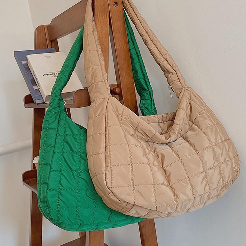 Winter Space Cotton Shoulder Bag Female Large Capacity Dumpling Bag Fashion Padded Crossbody Bag Luxury Lady Down Tote
