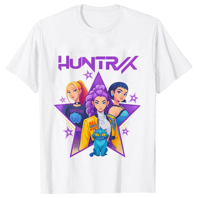 Kpop Demon Hunters Cartoon T-shirt for Chrildren  O-neck T-shirts 2025 Hot Movies Same Tshirts Fans Gifts Y2K High Street Tops