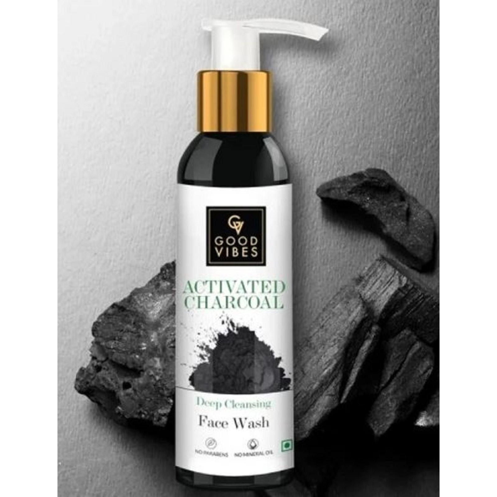 @ Good Vibes Activated Charcoal Deep Cleansing Face Wash 200ml UKZQ104 50%off