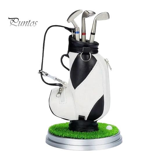 Boss Desk Organizer Golf Pen Holder Set, Mini Bag with 3 Putter Club Pens, Novelty Office Decor for Men, Business Gift Themed