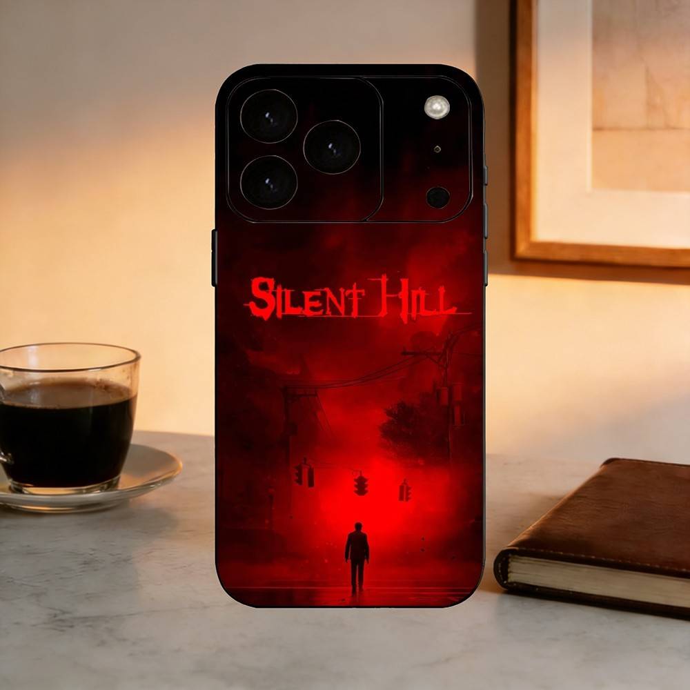 Games Silent Hill Horror Phone Case For iPhone 17,16,15,14,13,12,11 Plus,Pro Max,XS,Soft Silicone Black Cover