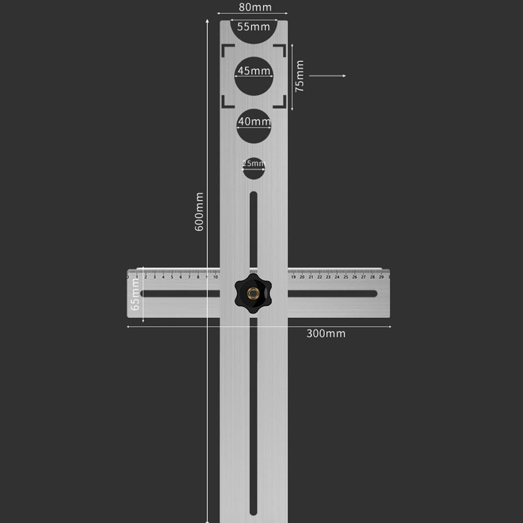 Drilling Guide Ceramic Tile Hole Locator Measuring Range 300mm Precision Template 25mm/40mm/45mm/55mm/60mm for Wall Receptacle