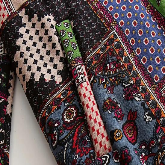 Vestes polaires pour femmes zippées à imprimé floral doublées sherpa à capuche veste patchwork style ethnique vintage