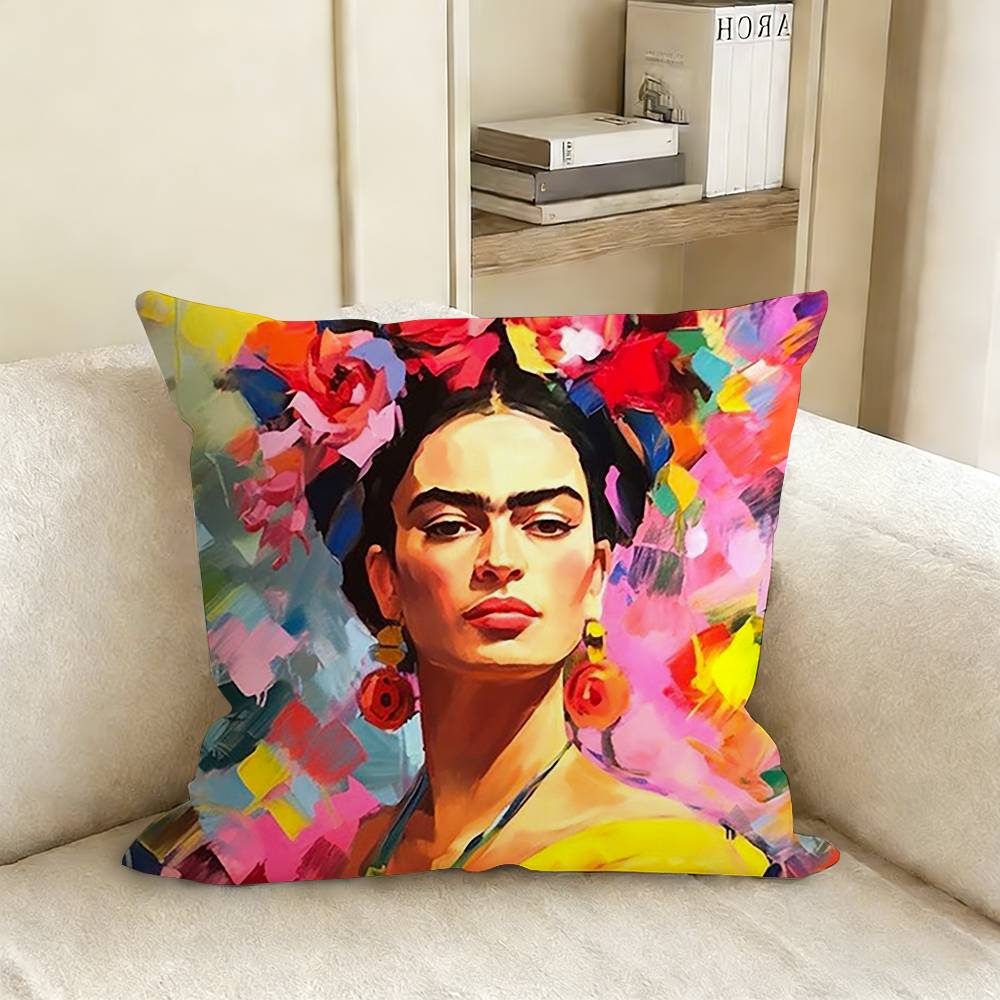 Art FFrida KKahlo Various Sizes Square Pillow Case For Car Home Bedchamber Decor