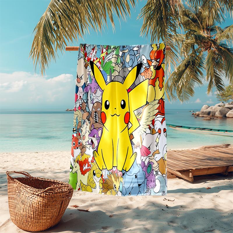 Pokémon beach towel Outdoor camping Beach towel for vacation swim Outdoor pool Absorbent bath towel