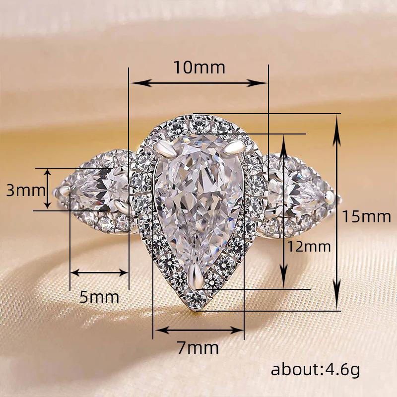 New jewelry, creative zircon sparkling water drop zircon wedding ring, women's wedding jewelry ring