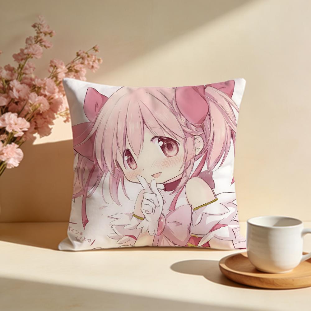 Trendy PPuella Magi Madoka Magicaing Cushion Cover Stylish Washable Pillow Cover Ideal for Couch Bedroom Car Decoration