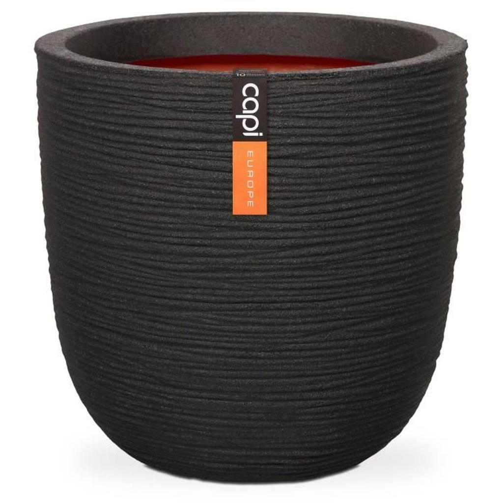 CAPI EUROPE Pot de fleurs boule RIB NL - 43x41 cm - Noir