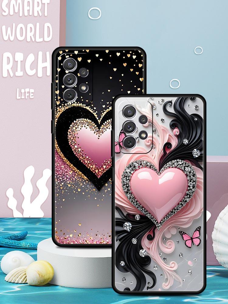 Colored Love Heart Printed Phone Case for Samsung Galaxy A55 A35 A17 A07 A15 A13 A25 A51 A71 A72 A73 A32 A52 A52S A41 Soft TPU
