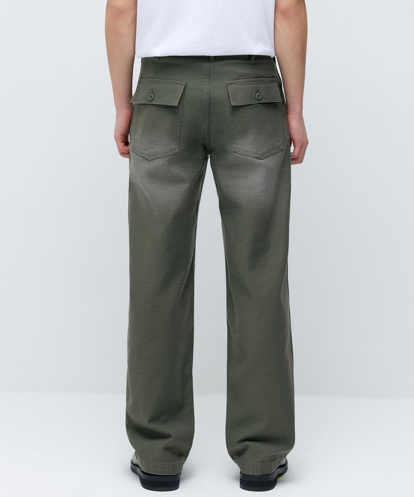 MUSINSA STANDARD Faded Back Satin Fatigue Pants [Khaki]