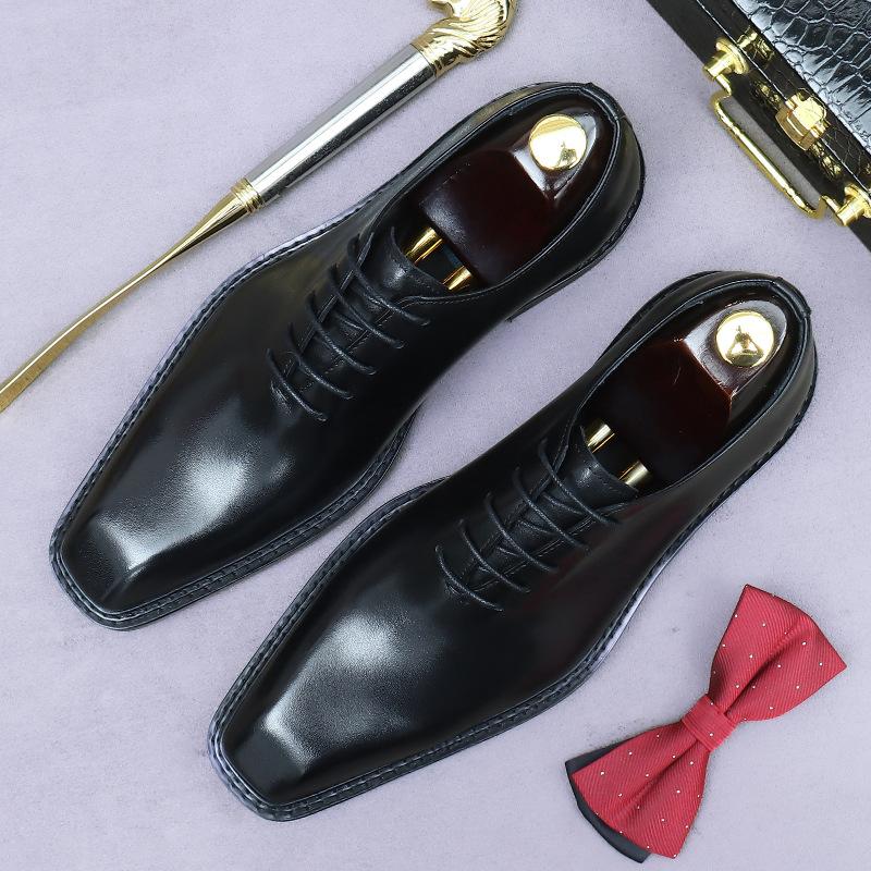 

Мужские свадебные туфли для жениха из цельной кожи, деловые кожаные туфли, мужские туфли из натуральной кожи, ручной работы 46