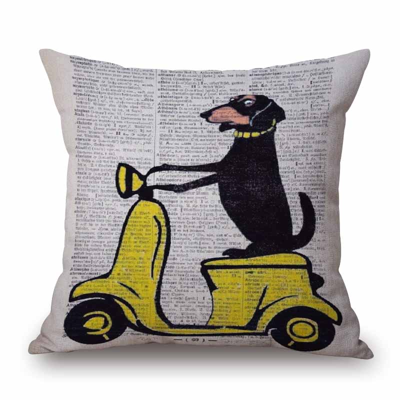 Hand Painting Dachshund Posters Cushion Covers Rose Flower Sausage Dog Keep Calm And Hug Pillowcase Decorative Pillows For Sofa