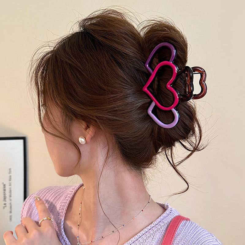 Pinces à cheveux cœur couleur contrastée pour femmes Pince à cheveux Pinces à cheveux Barrettes Filles Accessoires pour cheveux Coiffure Cadeaux