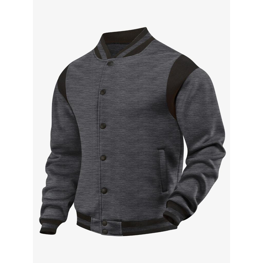 Giacca Casual da Uomo, Giacca Sportiva, Cardigan di Velluto, Top Spliced con Collo Rialzato, Giacca da Baseball