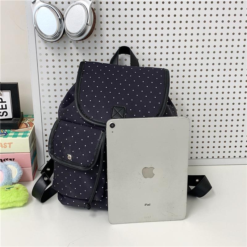 Schoolbag polka dot backpack 1011 new ins niche design drawstring schoolbag casual backpack Korean version tide