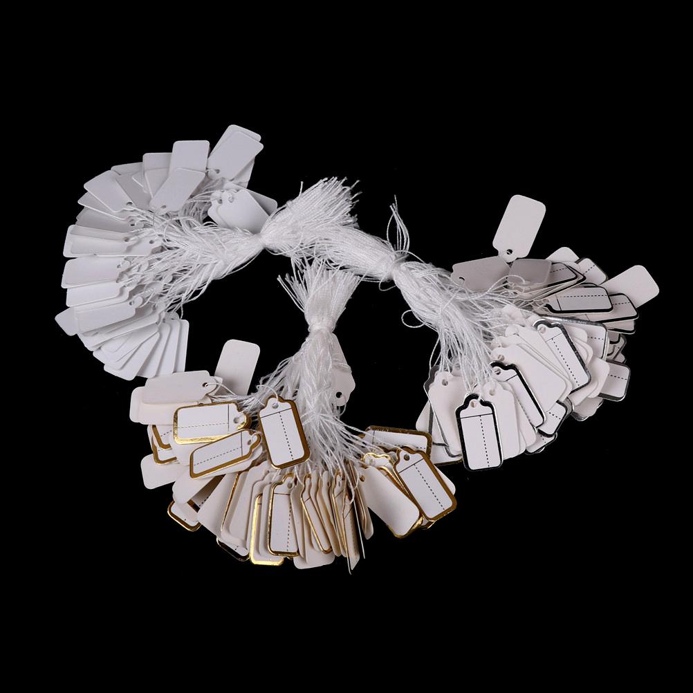 100X Etichete Snur de cravată Înșirate Preț Bilete Bijuterii Ceas Îmbrăcăminte Etichete de afișare