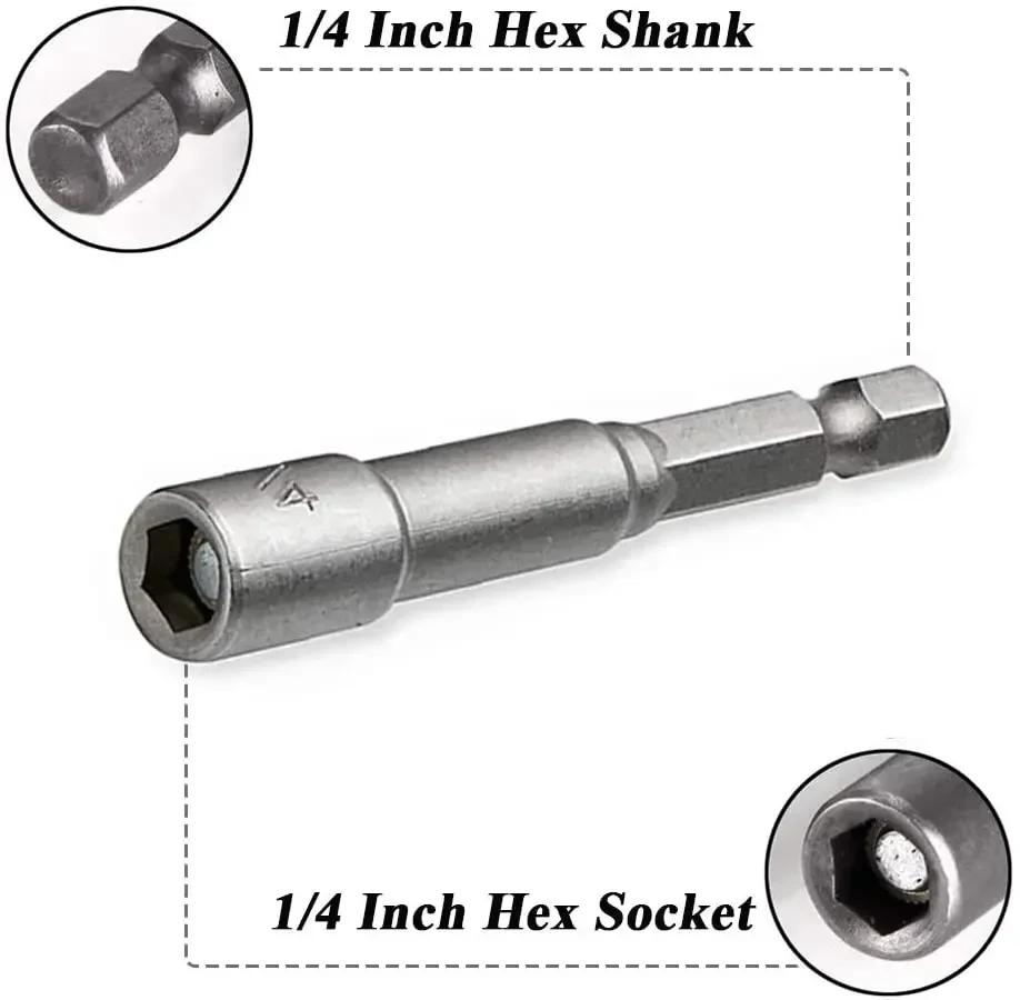 High-Quality 6mm-15mm Impact Socket Kit – Includes Magnetic Nut Driver & 1/4" Hex Bit Adapter for Power Drills
