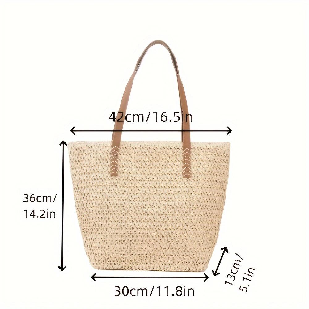 New simple beach straw bag custom shoulder woven woven bag large capacity tote bag seaside vacation women s bag Edge zipper