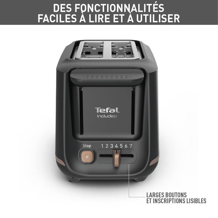 Tefal Grille-pain 2 fentes extra-larges, utilisation facile, Includeo TT533811