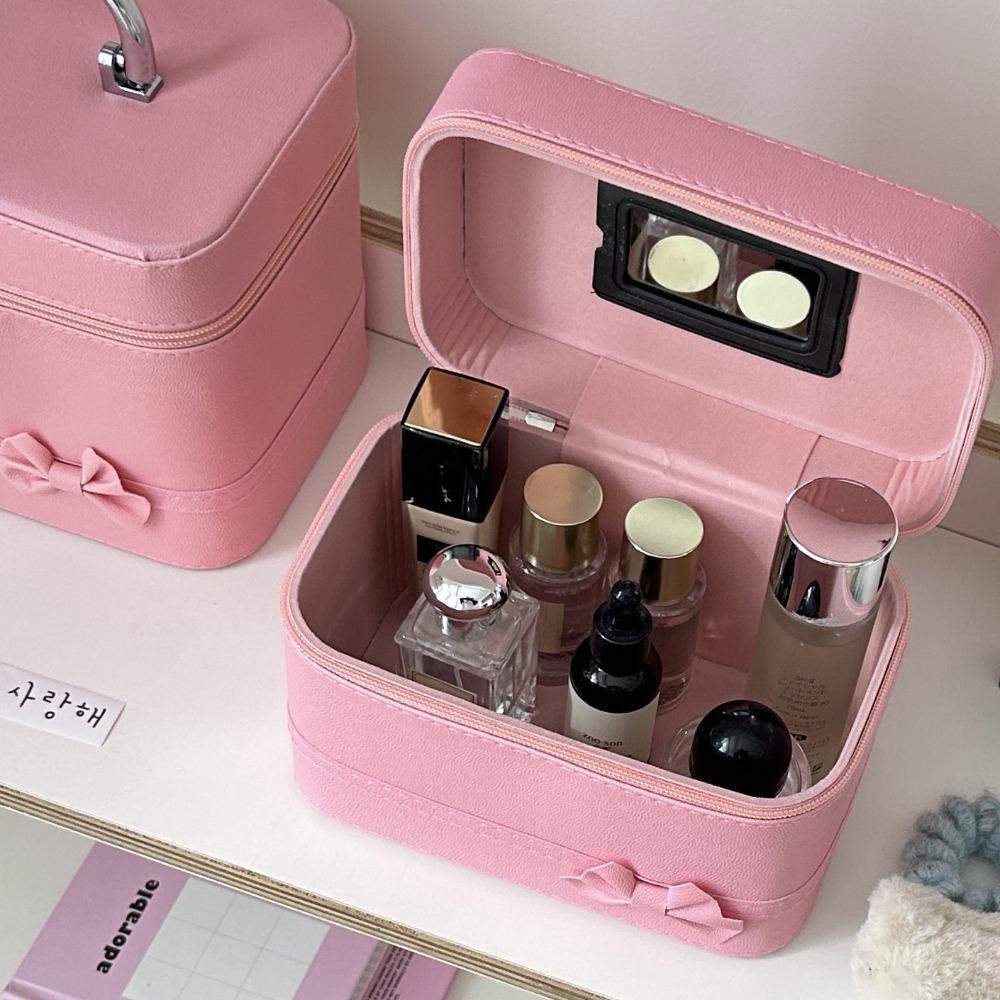 

Lovely Handheld Makeup Box Solid Color Travel Bag Creative Storage Bag S