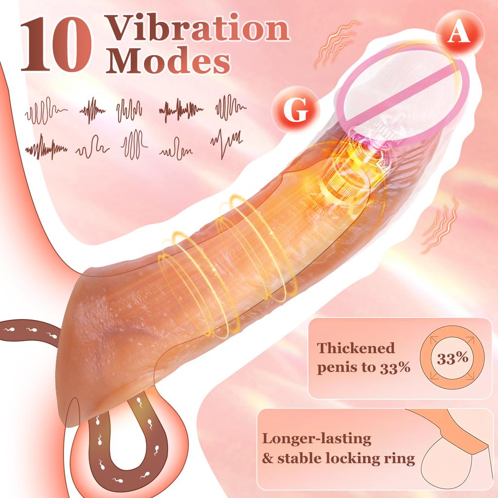 Male Wear Vibrator Penis Sleeve Realistic Penis Enlarger Thicken Cock Ring Sleeve Penis Extender Dildo Adult Sex Toys for Men