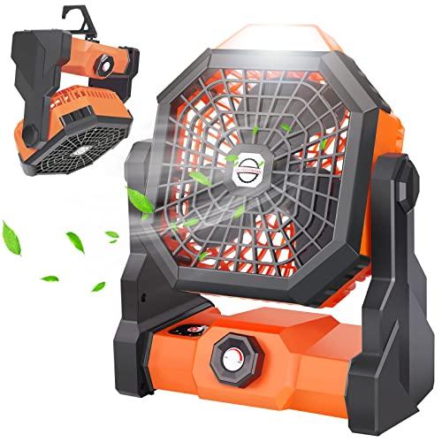 

Кемпинговый вентилятор Перезаряжаемый портативный кемпинговый вентилятор с батарейным питанием для палаток, подвесные бесшумные USB-вентиляторы для кемпинга со светодиодным фонарем оранжевый