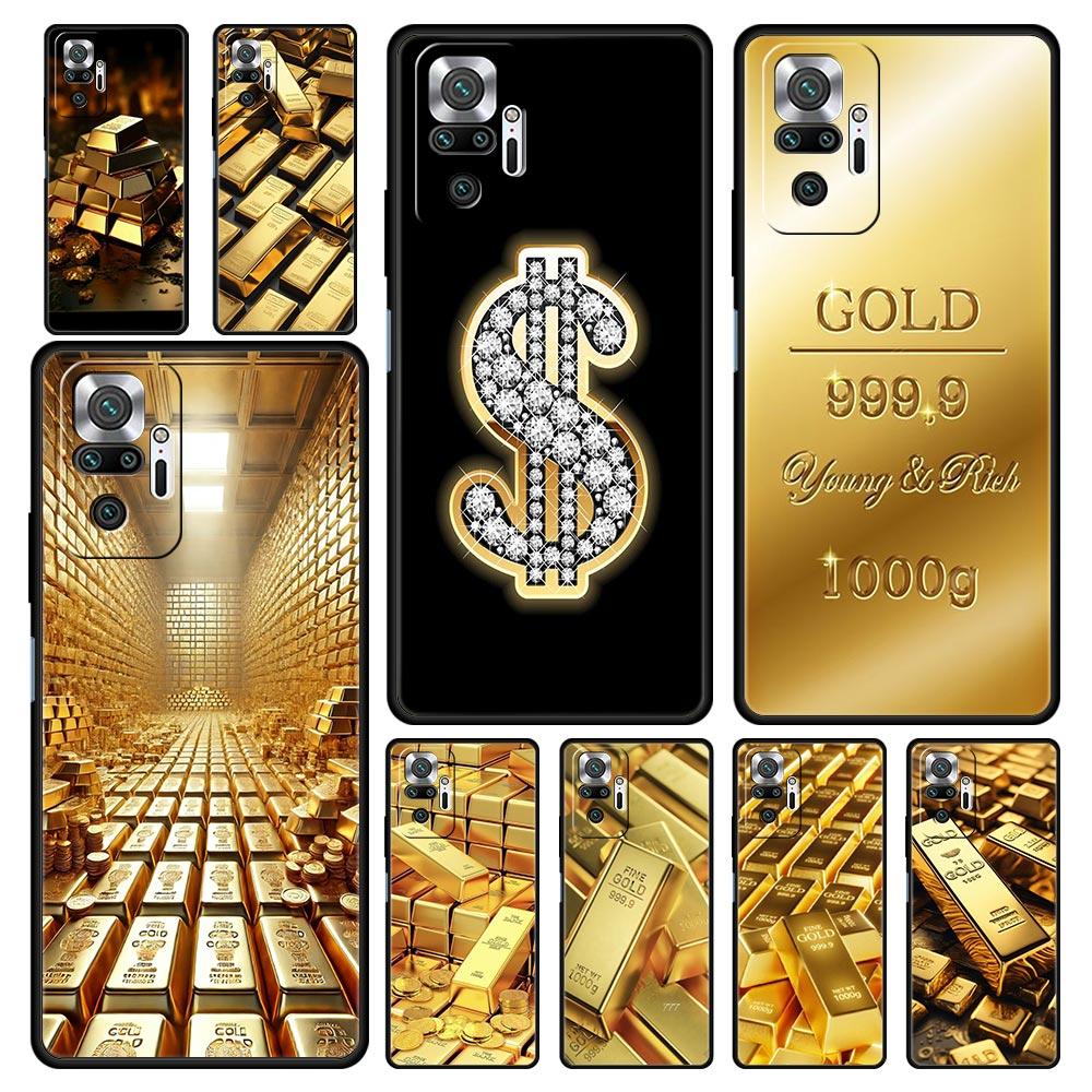 Gold Money Pattern Phone Case For Xiaomi Redmi Note 14 13 12 Pro Plus 5G 9S 9 10 11 4G 14C 13C 12C 10C 9C 9A Soft Cover