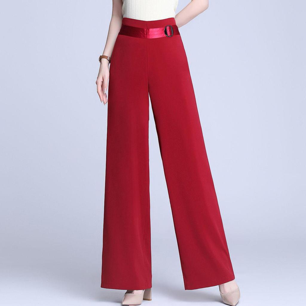 High-Waisted Wide-Leg Dance Pants with Side Zip for Women – Spring/Summer Style, Solid Color, Great Drape, Casual Ironed Straight-Leg Design