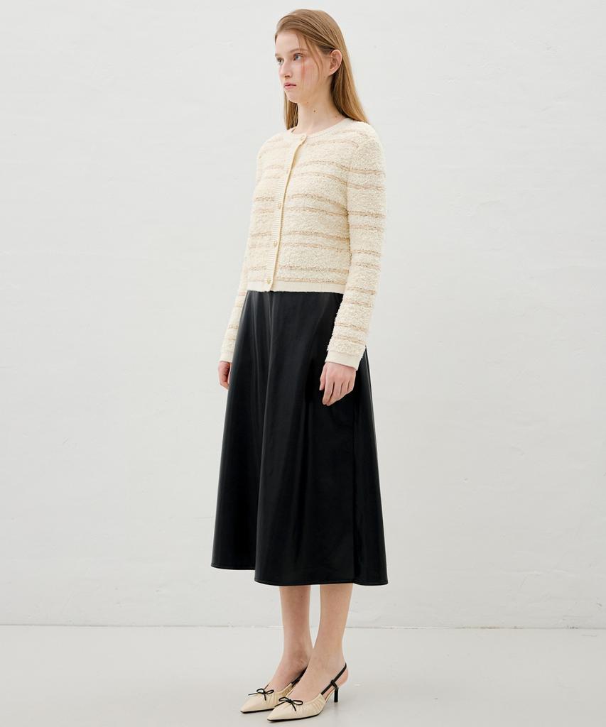 Ollibeudeollibeu Flare Back-Banding Leather Skirt Ol6Ss1040