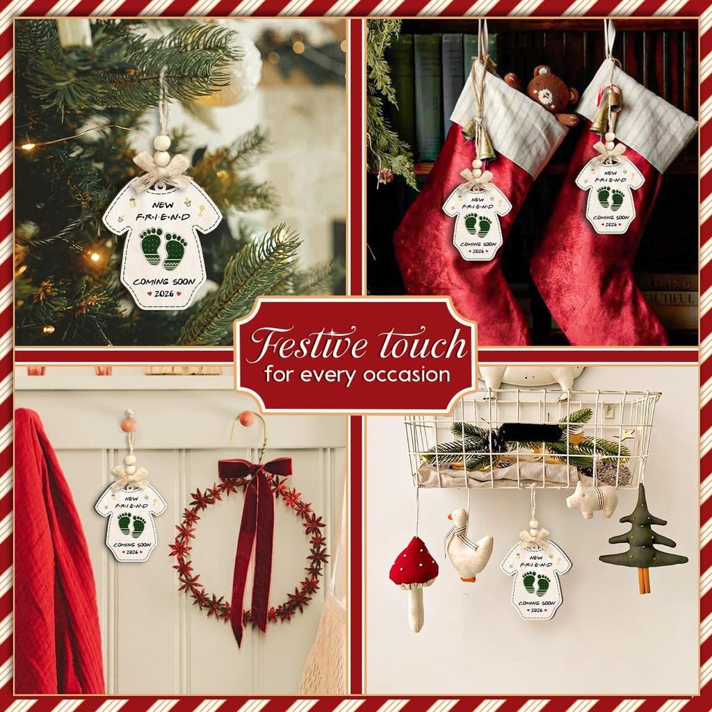 Expecting Baby 2026 Chirstmas Ornaments - Pregnancy Announcement Xmas Wooden Ornament - Mom-to-Be, Dad-to-Be, New Parents Gift - Baby Girl, Boy