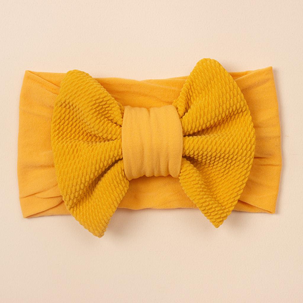 2022 Cukrová barva Dětské žebrované pokrývky hlavy: Nylonová mašle široká čelenka pro kojence a děti